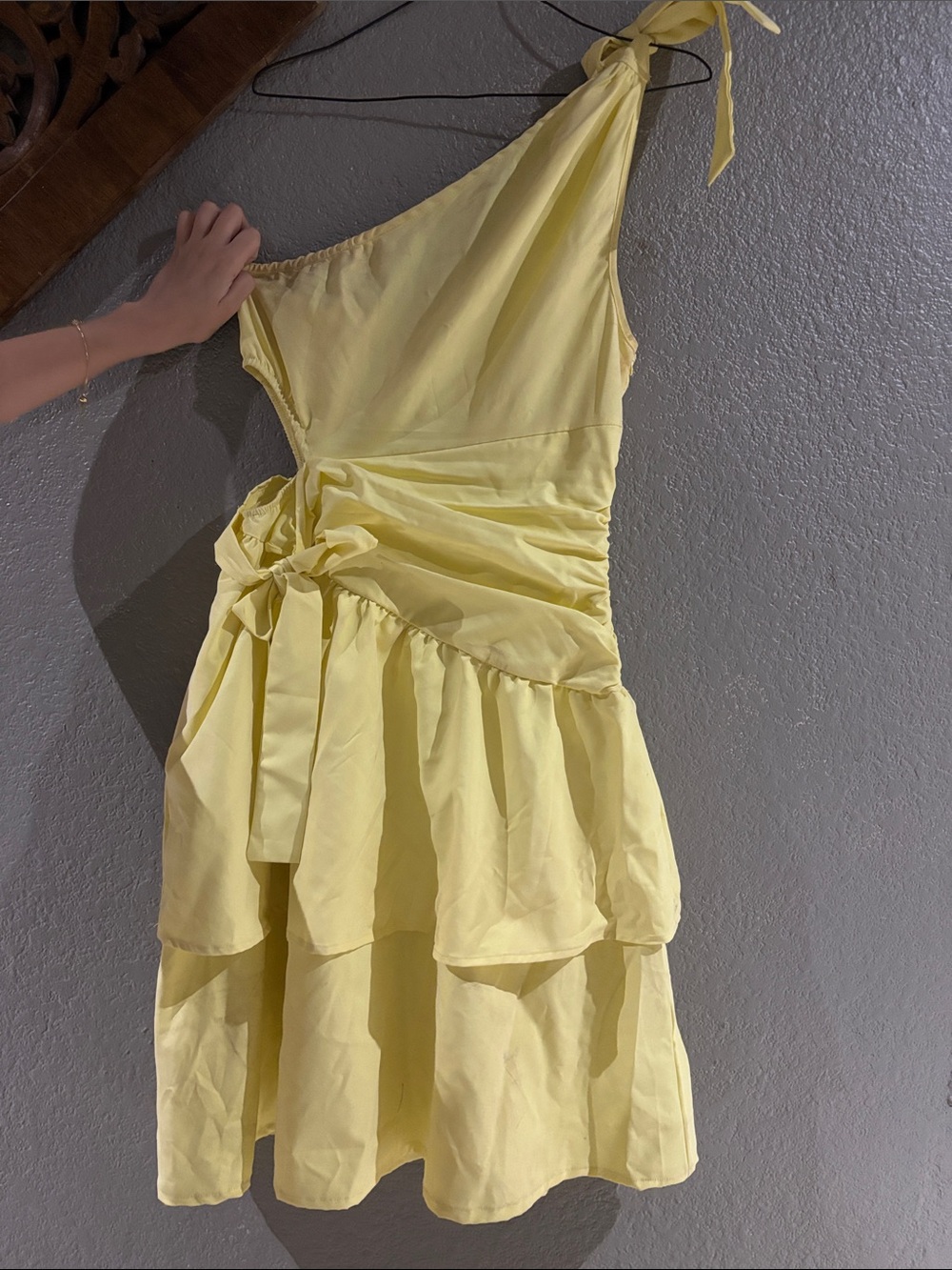 Yellow One-Shoulder Ruffle Dress - Brand